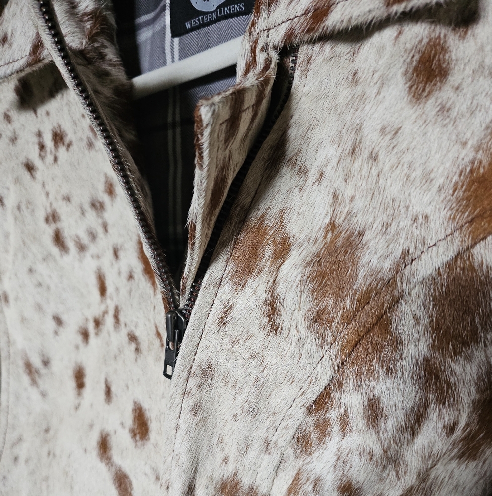 Genuine Hair-On Leather Cowhide Jacket - Picture 2 of 9